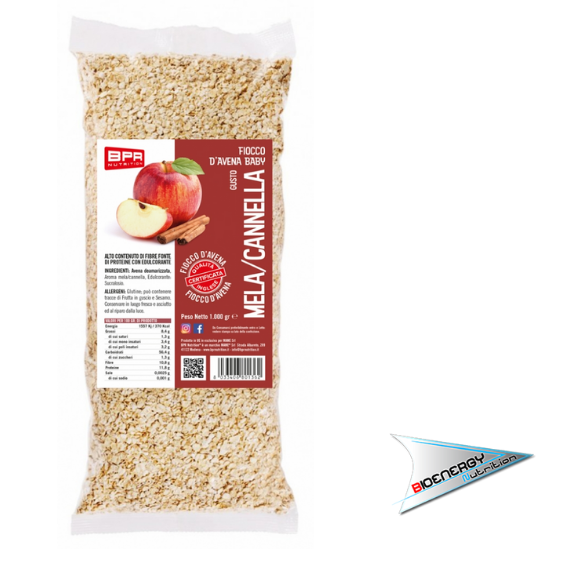 Bpr Nutrition-FIOCCO D'AVENA BABY AROMATIZZATO (Conf. 1 Kg)   Mela e Cannella  